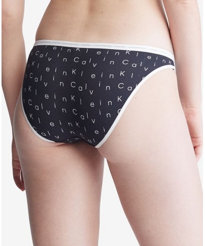 CK One Cotton Singles Bikini Underwear QD3785 Falling Logo Print_black $10.04 Panty