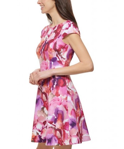 Petite Floral-Print Fit & Flare Dress Fuchsia Combo $48.51 Dresses