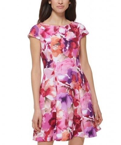 Petite Floral-Print Fit & Flare Dress Fuchsia Combo $48.51 Dresses