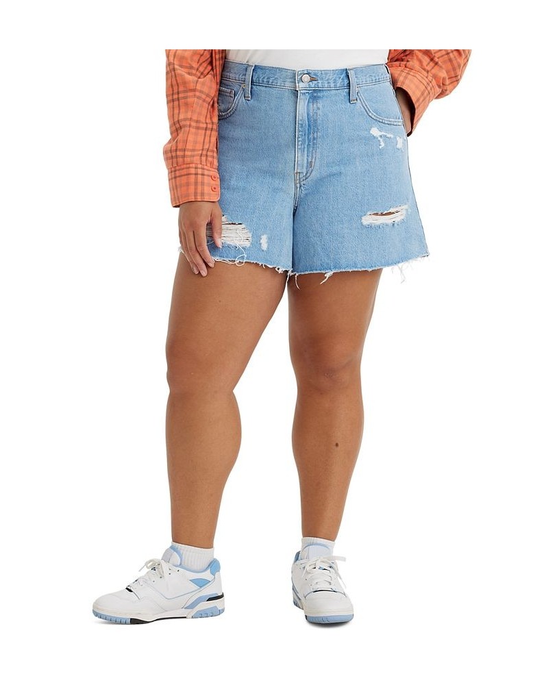 Trendy Plus Size Cotton High-Rise Mom Shorts Let It Be Fun $31.79 Shorts