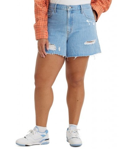 Trendy Plus Size Cotton High-Rise Mom Shorts Let It Be Fun $31.79 Shorts