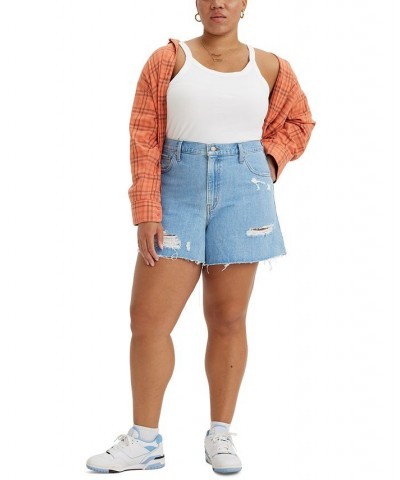 Trendy Plus Size Cotton High-Rise Mom Shorts Let It Be Fun $31.79 Shorts