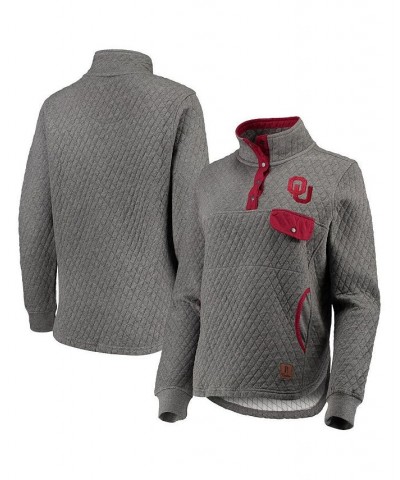 Women's Heathered Gray Crimson Oklahoma Sooners Magnum Quilted Quarter-Snap Pullover Jacket Heathered Gray, Crimson $32.00 Ja...