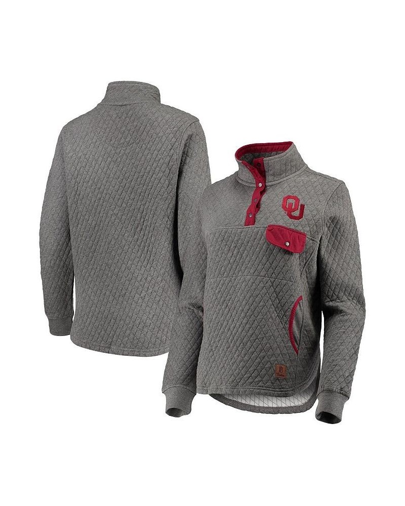 Women's Heathered Gray Crimson Oklahoma Sooners Magnum Quilted Quarter-Snap Pullover Jacket Heathered Gray, Crimson $32.00 Ja...