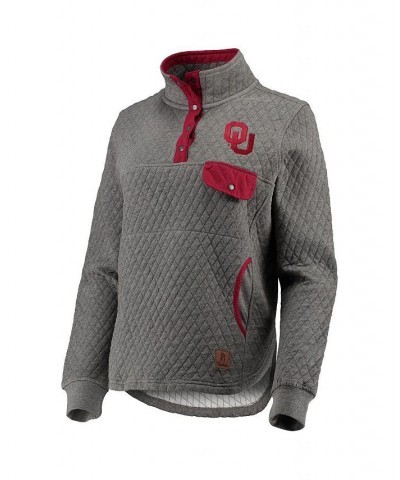 Women's Heathered Gray Crimson Oklahoma Sooners Magnum Quilted Quarter-Snap Pullover Jacket Heathered Gray, Crimson $32.00 Ja...