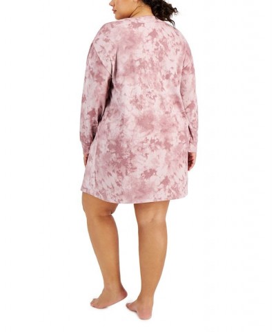 Plus Size Long Sleeve Printed Sleepshirt Pink $10.55 Sleepwear