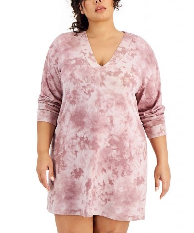 Plus Size Long Sleeve Printed Sleepshirt Pink $10.55 Sleepwear