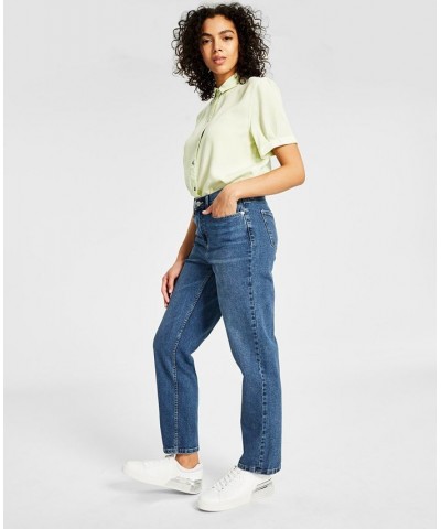 Women's Point Collar Button-Front Top & High-Rise Straight-Leg Jeans Marrakech $26.37 Outfits