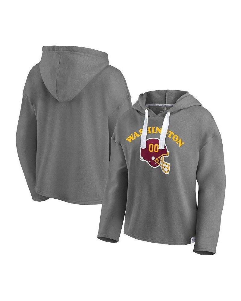 Women's Washington Football Team Historic Logo Sport Resort Vintage-Like Arc Cropped Raw Edge Pullover Hoodie Gray $35.00 Swe...