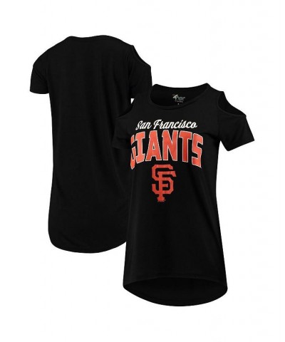 Women's Black San Francisco Giants Clear the Bases Cold Shoulder T-shirt Black $19.80 Tops