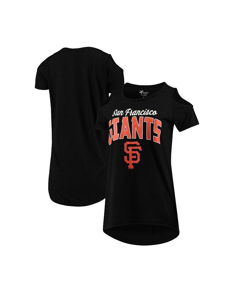 Women's Black San Francisco Giants Clear the Bases Cold Shoulder T-shirt Black $19.80 Tops