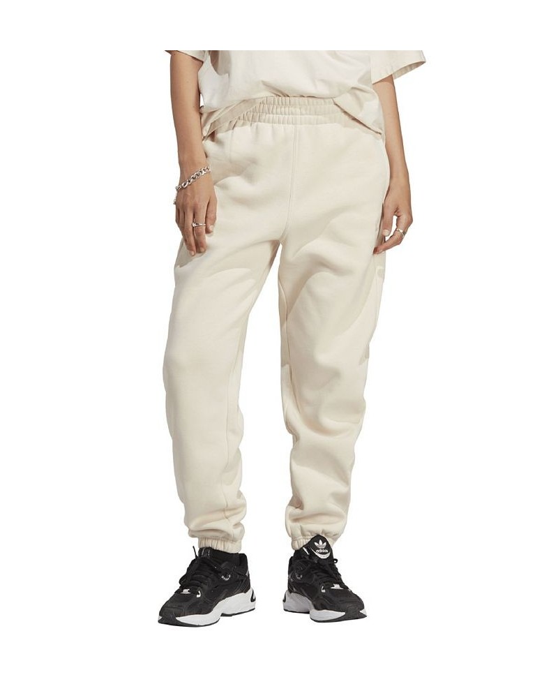 Women's Essentials Fleece High Rise Waist Joggers White $31.20 Pants