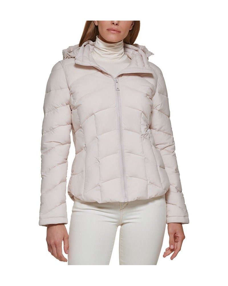 Women's Hooded Stretch Packable Puffer Coat Tan/Beige $63.00 Coats