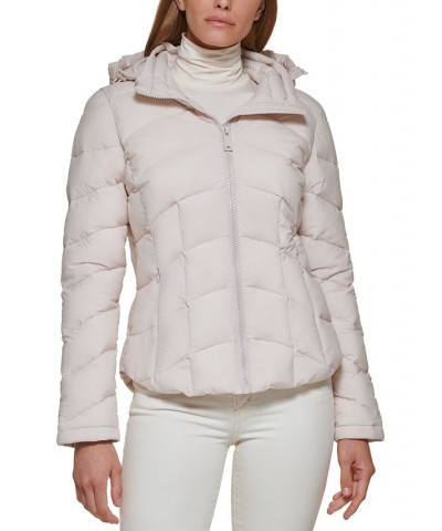 Women's Hooded Stretch Packable Puffer Coat Tan/Beige $63.00 Coats