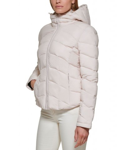 Women's Hooded Stretch Packable Puffer Coat Tan/Beige $63.00 Coats