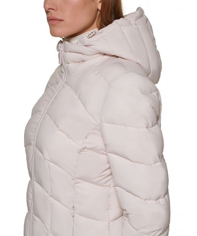 Women's Hooded Stretch Packable Puffer Coat Tan/Beige $63.00 Coats