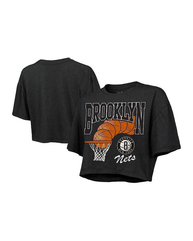 Women's Threads Charcoal Brooklyn Nets Bank Shot Cropped T-shirt Charcoal $27.02 Tops