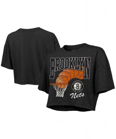 Women's Threads Charcoal Brooklyn Nets Bank Shot Cropped T-shirt Charcoal $27.02 Tops