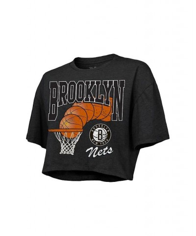 Women's Threads Charcoal Brooklyn Nets Bank Shot Cropped T-shirt Charcoal $27.02 Tops