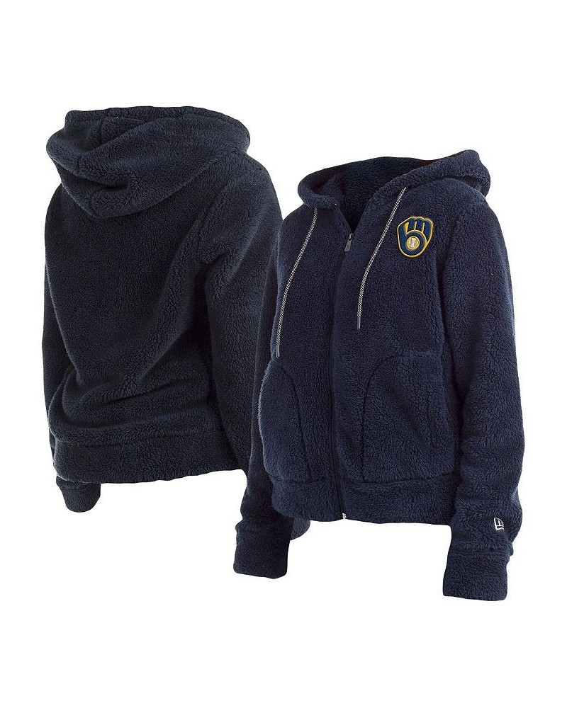 Women's Navy Milwaukee Brewers Sherpa Full-Zip Jacket Navy $44.19 Jackets