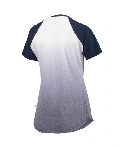 Women's Navy and White Minnesota Twins Shortstop Ombre Raglan V-Neck T-shirt Navy, White $25.20 Tops