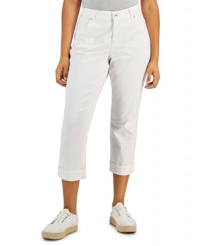 Women's Curvy Cuffed Capri Jeans Bright White $17.69 Jeans