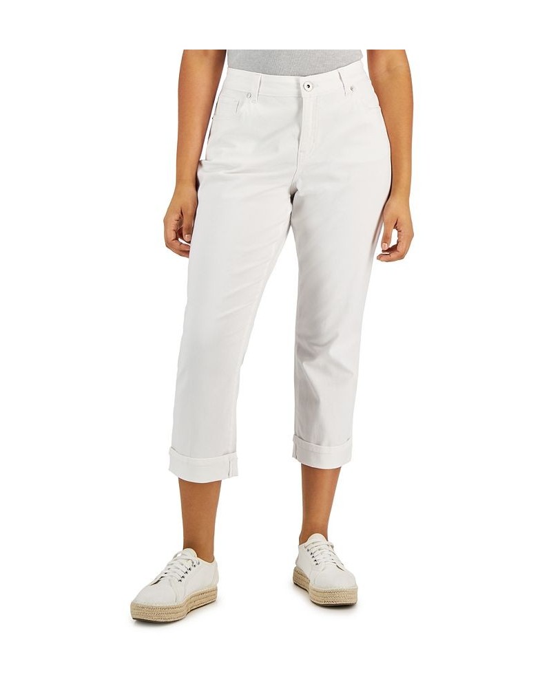 Women's Curvy Cuffed Capri Jeans Bright White $17.69 Jeans