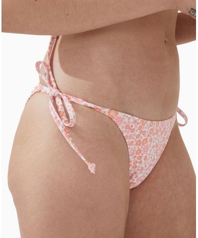 Women's Printed Side-Tie Brazilian Bikini Bottoms Pansy Floral $16.10 Swimsuits