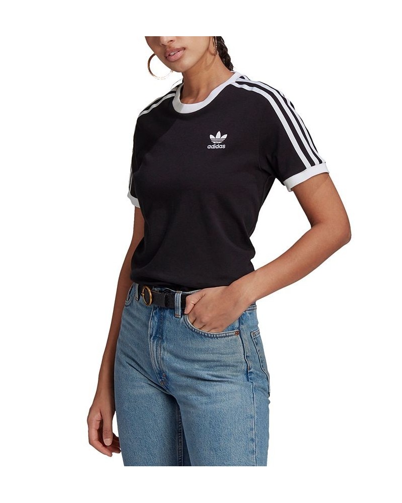 Women's Cotton 3 Stripes T-Shirt XS-4X Black $26.55 Tops