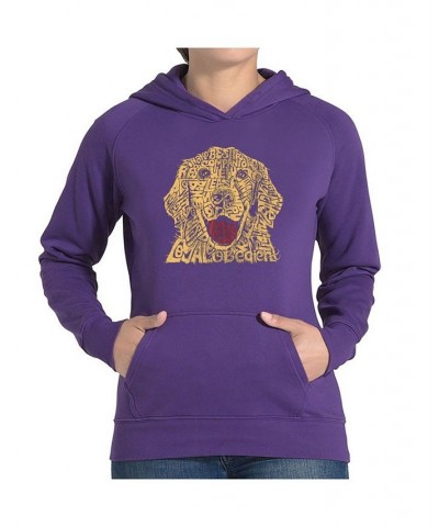 Women's Word Art Hooded Sweatshirt -Dog Purple $32.99 Sweatshirts