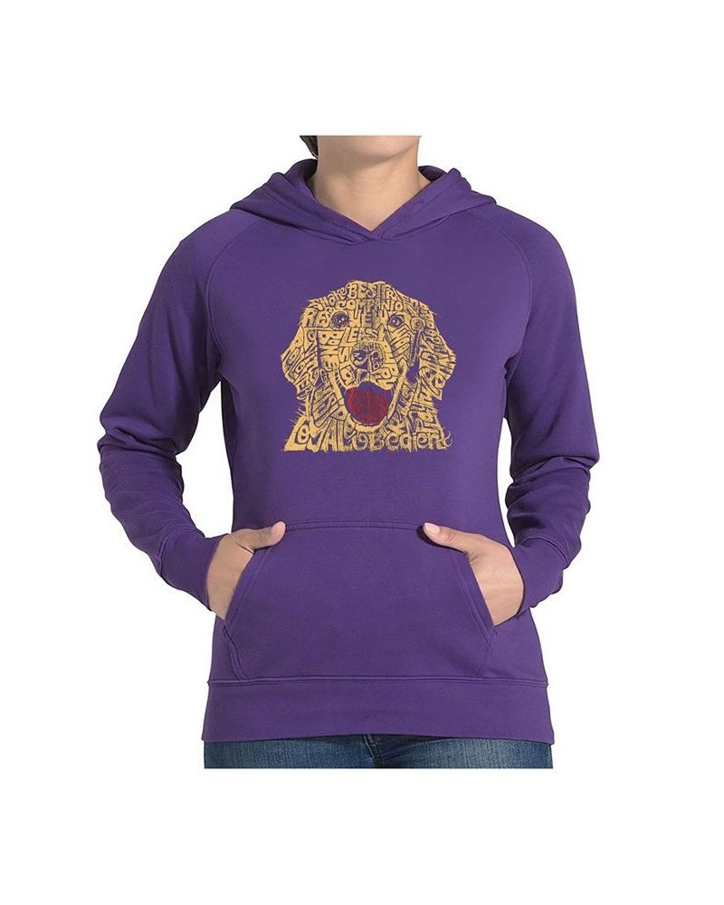 Women's Word Art Hooded Sweatshirt -Dog Purple $32.99 Sweatshirts