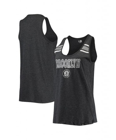 Women's Heathered Black Brooklyn Nets Scoop-Neck Racerback Tank Top Heathered Black $21.19 Tops