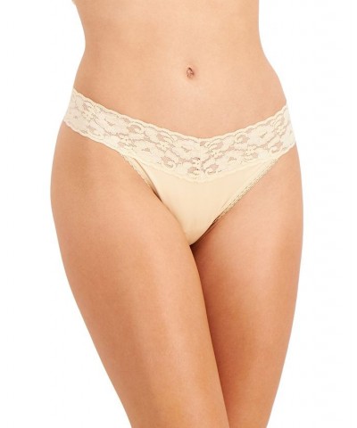 Women's Lace-Trim Thong Underwear Almond Latte $8.63 Panty