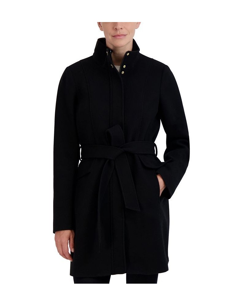 Women's Single-Breasted Belted Walker Coat Black $57.60 Coats