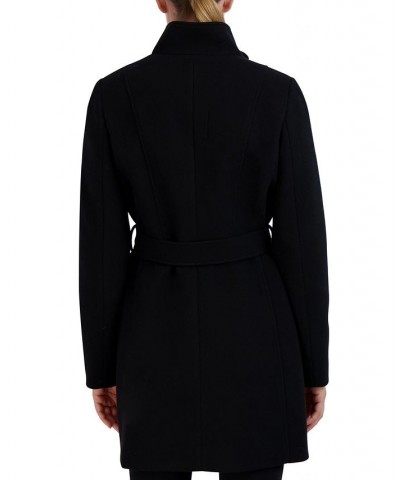 Women's Single-Breasted Belted Walker Coat Black $57.60 Coats