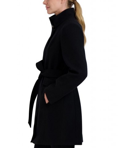 Women's Single-Breasted Belted Walker Coat Black $57.60 Coats