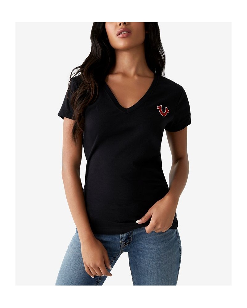 Women's Buddha-Graphic Cotton T-Shirt Black $26.33 Tops