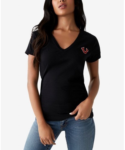 Women's Buddha-Graphic Cotton T-Shirt Black $26.33 Tops