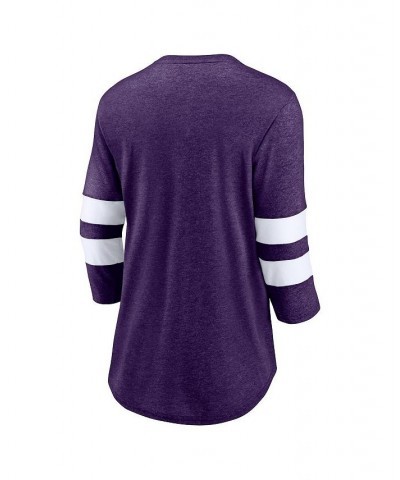 Women's Branded Heathered Purple Baltimore Ravens Primary Logo 3/4 Sleeve Scoop Neck T-shirt Heathered Purple $31.31 Tops