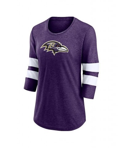 Women's Branded Heathered Purple Baltimore Ravens Primary Logo 3/4 Sleeve Scoop Neck T-shirt Heathered Purple $31.31 Tops