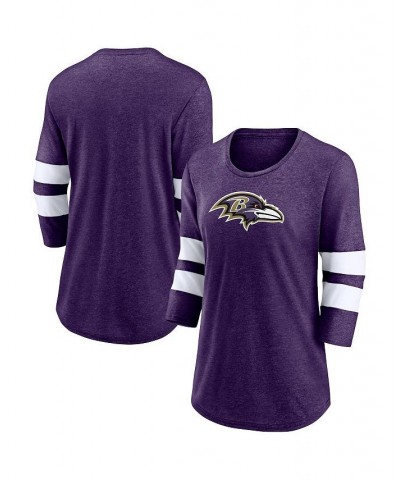 Women's Branded Heathered Purple Baltimore Ravens Primary Logo 3/4 Sleeve Scoop Neck T-shirt Heathered Purple $31.31 Tops