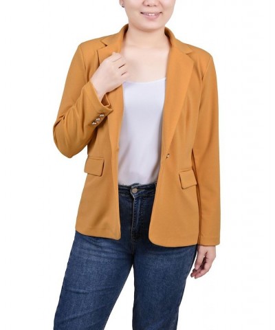 Petite Long Sleeve Scuba Crepe Jacket Gold $14.52 Jackets