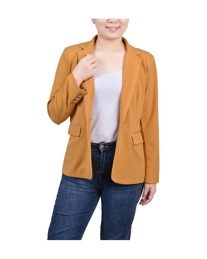 Petite Long Sleeve Scuba Crepe Jacket Gold $14.52 Jackets