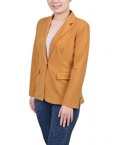 Petite Long Sleeve Scuba Crepe Jacket Gold $14.52 Jackets