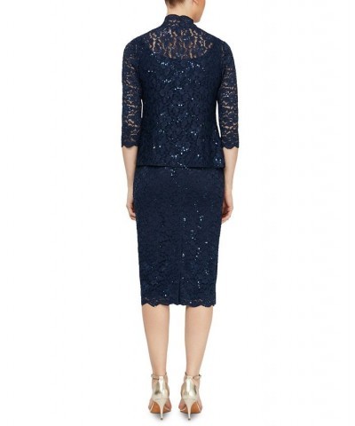 2-Pc. Lace Jacket & Midi Dress Set Blue $47.70 Dresses