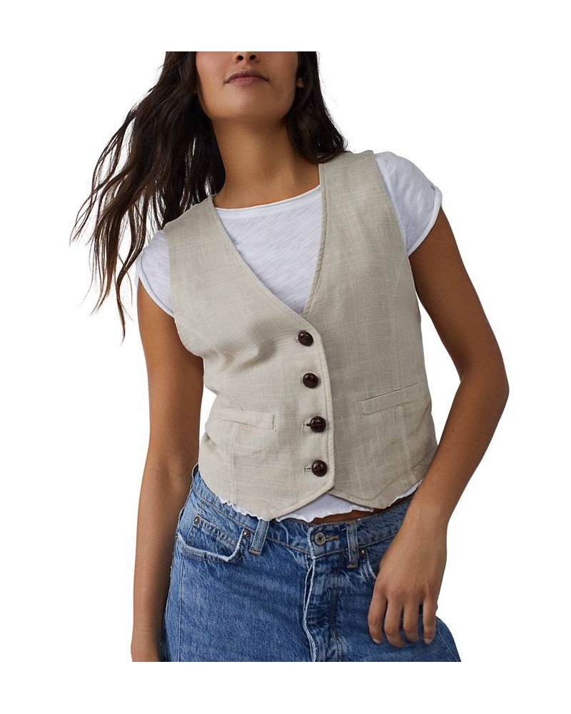 Women's Charley Welt-Pocket Relaxed-Fit Vest Summer Khaki $35.64 Vests