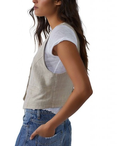 Women's Charley Welt-Pocket Relaxed-Fit Vest Summer Khaki $35.64 Vests