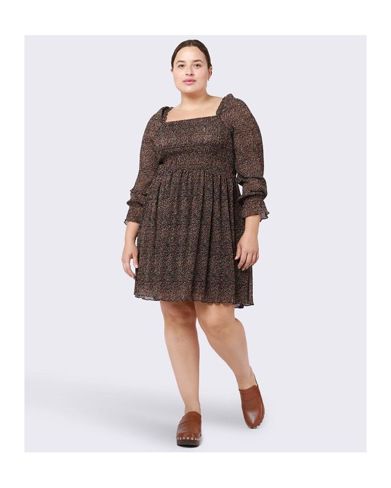 Trendy Plus Size Smocked Floral Babydoll Dress Charcoal $21.73 Dresses