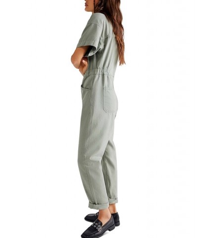 Marci Denim Elasticized-Waist Coverall Washed Army $49.68 Pants