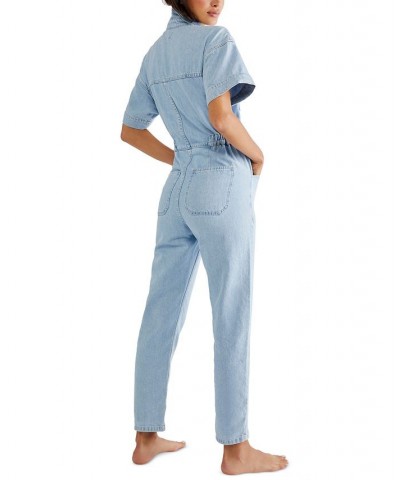 Marci Denim Elasticized-Waist Coverall Washed Army $49.68 Pants